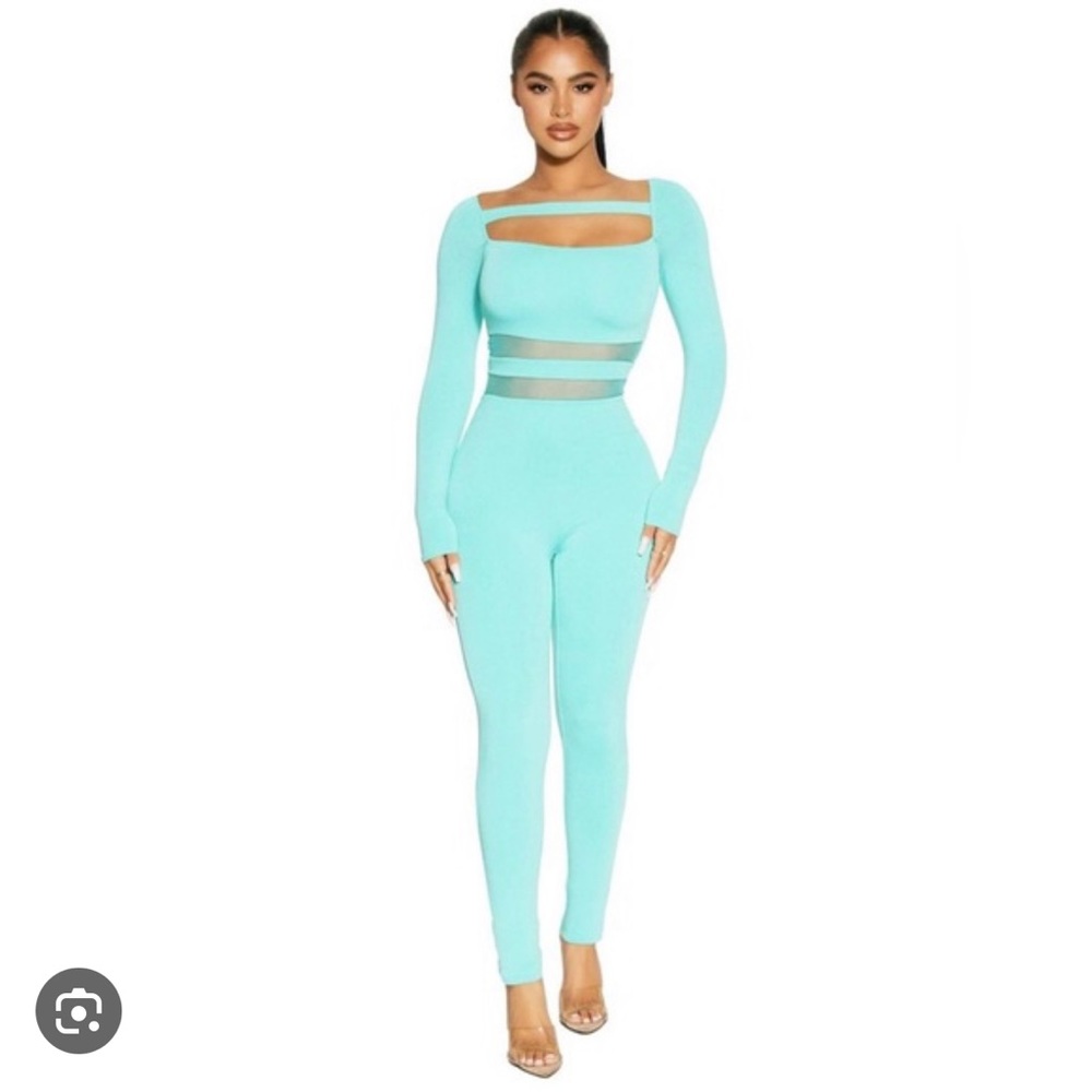 *NEW* Without tags. Naked Wardrobe Meshed Up Jumpsuit - Mint